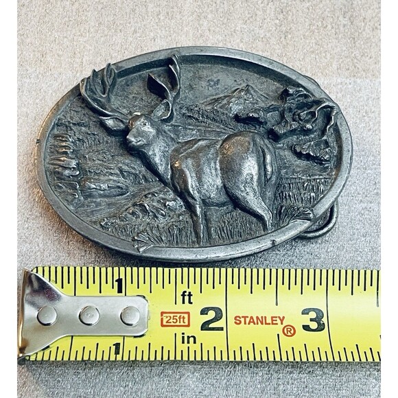 Vintage 1984 Bergamot Brass Works Buck Deer 3D Belt Buckle USA Made - Picture 3 of 6
